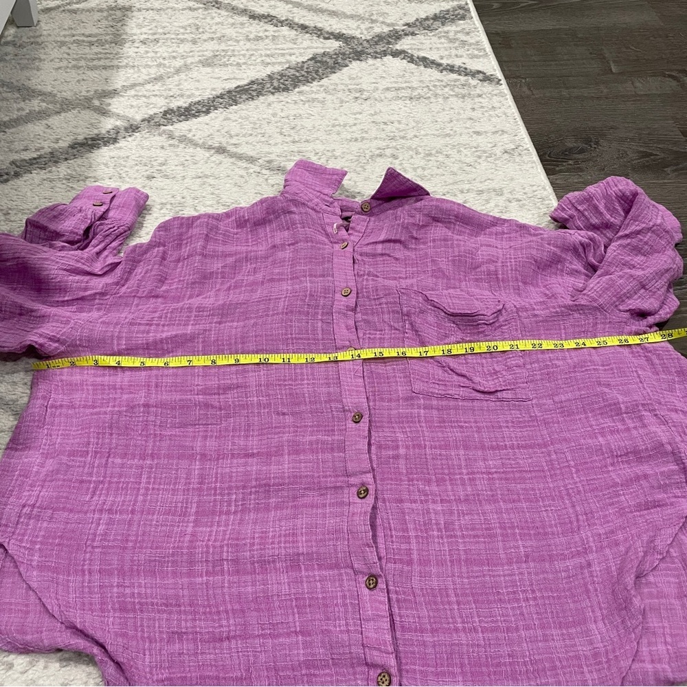 Free People Purple Plaid Button Down Long Sleeve - Picture 10 of 11